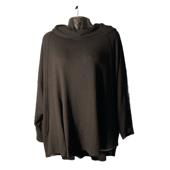 Maurice’s 4x Cowl Neck Top Women’s Waffle Knit 5% Spandex Black - Picture 1 of 9